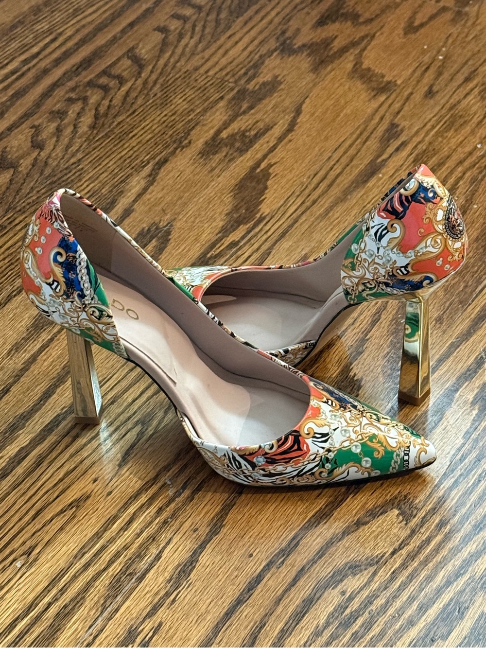 ALDO Printed Pointed Toe D’Orsay Pumps Heels Size 6.5 EU 37
